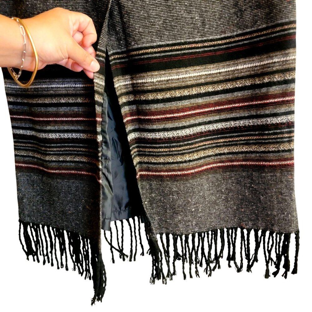 Vtg Michelle Gray Woven Wool Blend Lined Skirt Size 10 Boho Bohemian 90s Long - Picture 6 of 15